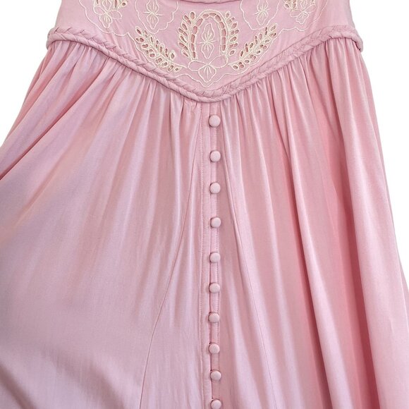 Fillyboo Pink Boho-Style Embroidered Maxi Skirt, 2 Tall - Picture 7 of 11